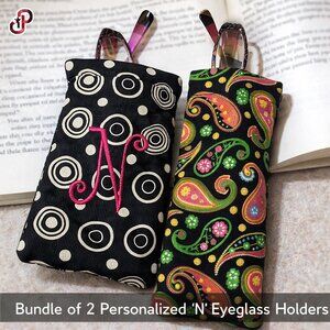 Soft Fabric Buncle of 2 Personalized "N" Eyeglass Holders